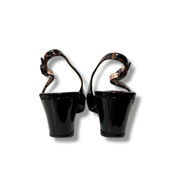 Authenticated Christian Louboutin Patent Cynthia Leopard Sling Back Wedge Heels - Picture 10 of 15